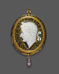 Onyx Prints: Cameo Portraying Tiberius, 14-37 (cameo); 1525-1550 (mount). Creator: Unknown