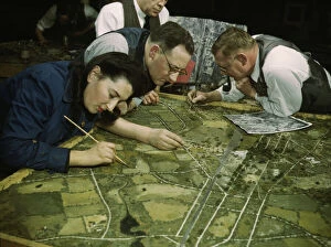 Camouflage class at New York University, where men and women...New York, N.Y., 1943. Creator: Marjory Collins