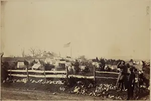 Brady Prints: Camp of the 55th Infantry, Fort Gaines, near Tenallytown, c1865. Creator: Mathew Brady