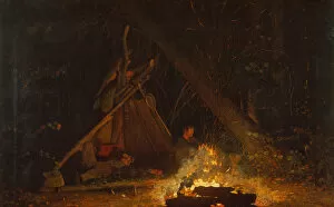 Adirondacks Collection: Camp Fire, 1880. Creator: Winslow Homer