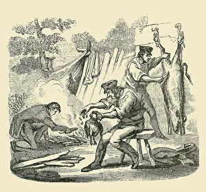 Butchering Prints: A Camp Kitchen, 1849. Creator: Unknown