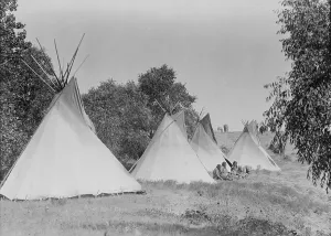 Wigwam Prints: Camp life, c1908. Creator: Edward Sheriff Curtis