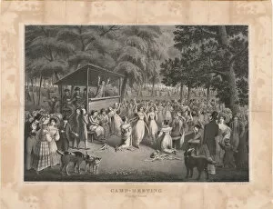 Bridport Collection: Camp meeting of the Methodists in North America, c. 1829