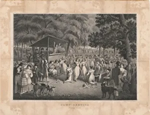 Bridport Prints: Camp meeting of the Methodists in North America, c. 1829