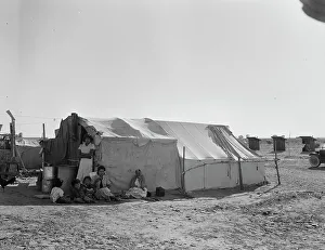 Refugee Camp Prints: Camp of migratory workers, Imperial County, California, 1937. Creator: Dorothea Lange