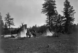 Foraging Prints: Camp of the Root Diggers-Yakima, 1909, c1910. Creator: Edward Sheriff Curtis