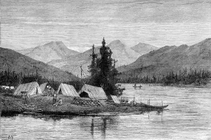 British Columbia Prints: Camp on the Skeena River, British Columbia, 1881. Creator: Unknown