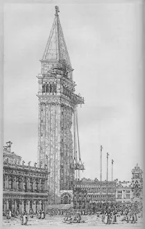 The Campanile of St. Marks While Undergoing Repair in 1745, 1903. Artist: Canaletto