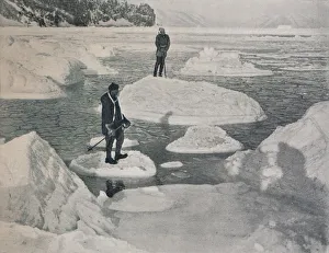 Terra Nova Prints: Campbell and Priestley Afloat on Pancake Ice, 1912, (1913). Artist: G Murray Levick