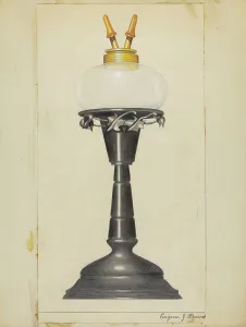Metal And Glass Prints: Camphene Lamp, 1935/1942. Creator: Eugene Barrell