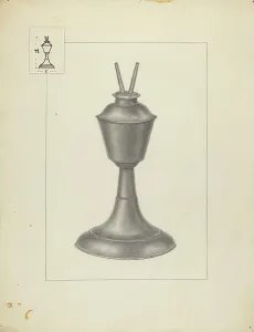 Camphene Lamp, 1935/1942. Creator: Herman Bader