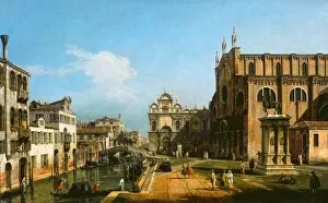 Basilica Collection: The Campo di SS. Giovanni e Paolo, Venice, 1743 / 1747. Creator: Bernardo Bellotto