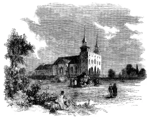 The Canadian Red River Exploring Expedition - St. Boniface Cathedral, Red River, 1858. Creator: Unknown