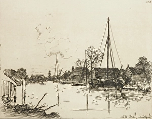 Sailing Barge Prints: The Canal, 1862. Creator: Johan Barthold Jongkind