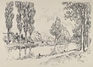 Pennell Joseph Prints: The Canal at Blanzy, France, 1911. Creator: Joseph Pennell