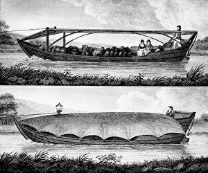 Tarpaulin Collection: Canal boat, 1796. Artist: Robert Fulton