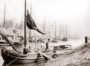 Canal boats, Rotterdam, 1898. Artist: James Batkin