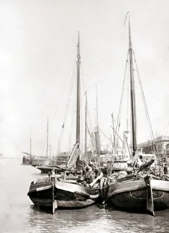 Canal boats, Rotterdam, 1898. Artist: James Batkin