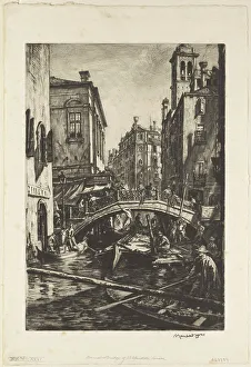 David Muirhead Bone Prints: Canal and bridge of SS. Apostoli, Venice, c.1929. Creator: David Muirhead Bone