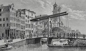Canal Houtgracht with drawbridge, Amsterdam, Netherlands, 1883. Creator: Tomas Carlos Capuz