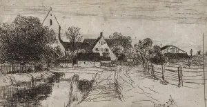 Towpath Prints: Canal, Munich, 1883. Creator: Lewis Henry Meakin