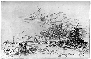 Zuid Holland Prints: Canal pres Rotterdam, (Canal Near Rotterdam) c1830-1890 (1924)