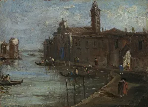 Gondolieri Prints: Canal in Venice, 18th century. Creator: Unknown