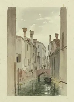 Chimneys Prints: Part of a canal in Venice, c1851. Creator: Carl Theodor Reiffenstein