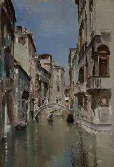 Robert Blum Prints: Canal in Venice, San Trovaso Quarter, ca. 1885. Creator: Robert Frederick Blum