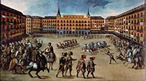 Images Dated 14th May 2012: Canas game, party in the Plaza Mayor on the occasion of the marriage of the