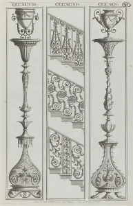 Pergolesi Michelangelo Prints: Candelabra Designs and Stair Railing Designs
