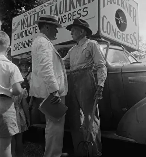 Candidate for congress (General Walter Faulkner) and a Tennessee farmer, Crossville, Tennessee, 1938 Creator: Dorothea Lange