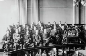 Immigration Prints: Candidates for naturalization seated in room