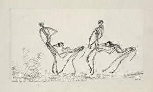 Bern Gallery: Candide, chapitre 16. Tandis que deux singes les suivaient en leur mordant les fesses, 1911