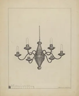 Columbus Simpson Prints: Candle Chandelier, c. 1936. Creator: Columbus Simpson