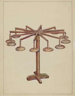 Winter Charlotte Prints: Candle Holder, c. 1937. Creator: Charlotte Winter