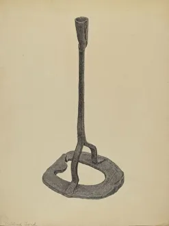 Iron Collection: Candle Holder, c. 1938. Creator: Mildred Ford