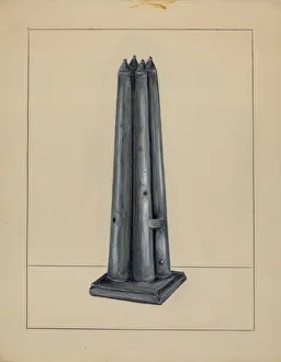 Hansen Holger Prints: Candle Mold, c. 1936. Creator: Holger Hansen