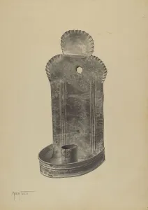 Wall Mounted Prints: Candle Sconce, c. 1940. Creator: Amelia Tuccio