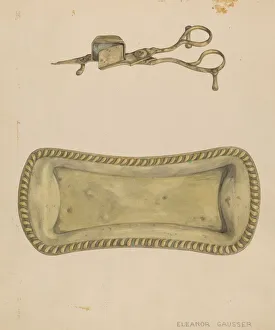 Candlesnuffer Prints: Candle Snuffer and Tray, c. 1937. Creator: Eleanor Gausser