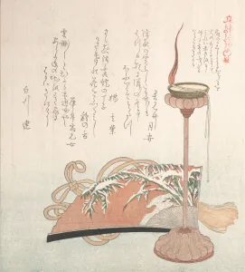 Candle-Stand and Fan, 19th century. Creator: Kubo Shunman