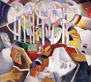 Candles and figures. Artist: Baranov-Rossine, Vladimir Davidovich (1888-1942) Candles and figures. Artist: Baranov-Rossine, Vladimir Davidovich (1888-1942)