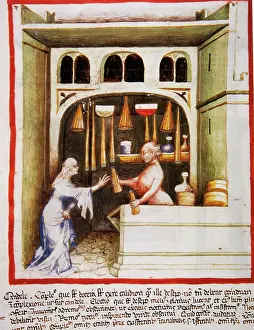 Candles selling, 14th century. Creator: Unknown