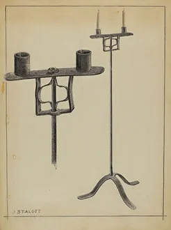 Candle Table Prints: Candlestand, c. 1936. Creator: Jack Staloff
