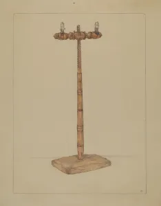 Candle Table Prints: Candlestand, c. 1936. Creator: Rosa Burger