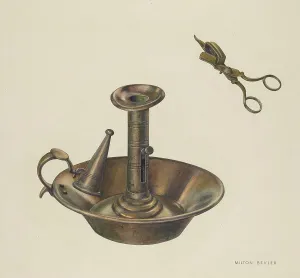 Candlesnuffer Prints: Candlestick, 1935/1942. Creator: Milton Bevier
