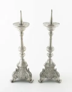 Candlestick (one of a pair), Liège, 19th century. Creator: P. J. Joiris Candlestick (one of a pair), Liège, 19th century. Creator: P. J. Joiris