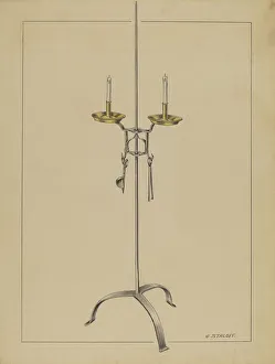 Candle Table Prints: Candlestick Stand, c. 1936. Creator: Jack Staloff