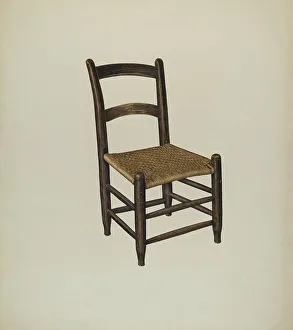 Upholstery Prints: Cane Bottom Chair, c. 1942. Creator: Laurette Gauthier