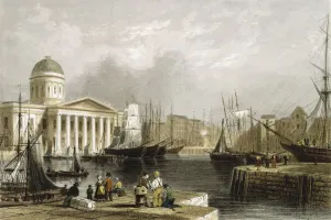 Custom House Prints: Canning Dock, Liverpool, showing the Custom House, 1841